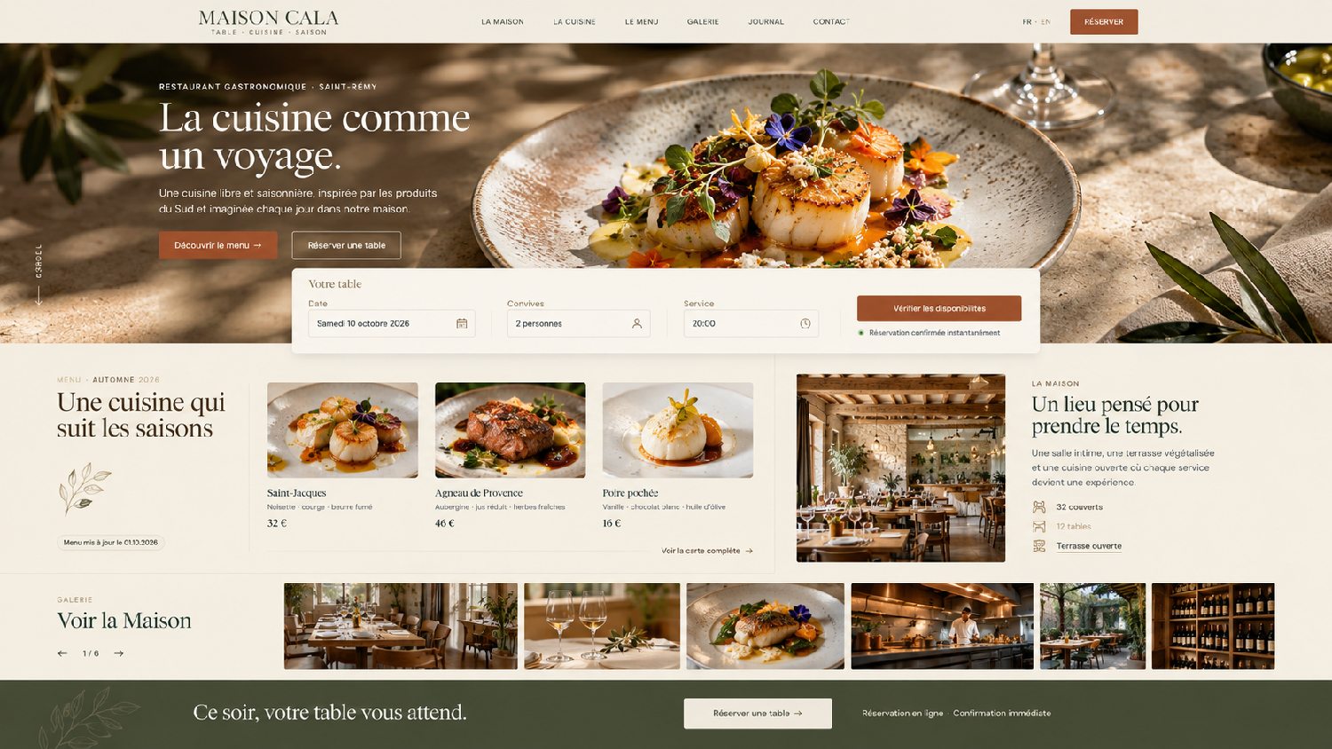 Site vitrine pour restaurant gastronomique — visuel 1
