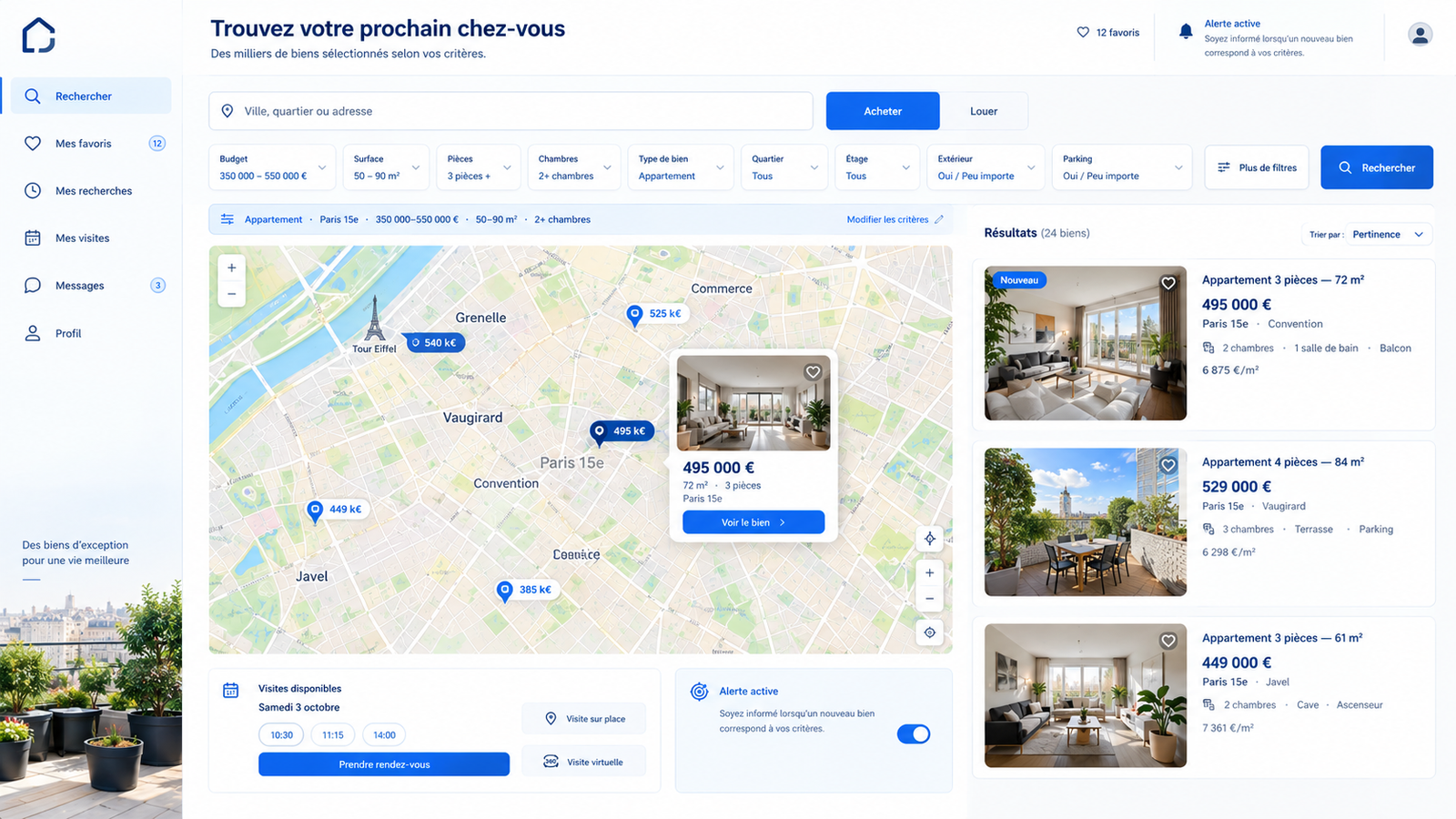 Plateforme immobilière avec recherche avancée — visuel 1
