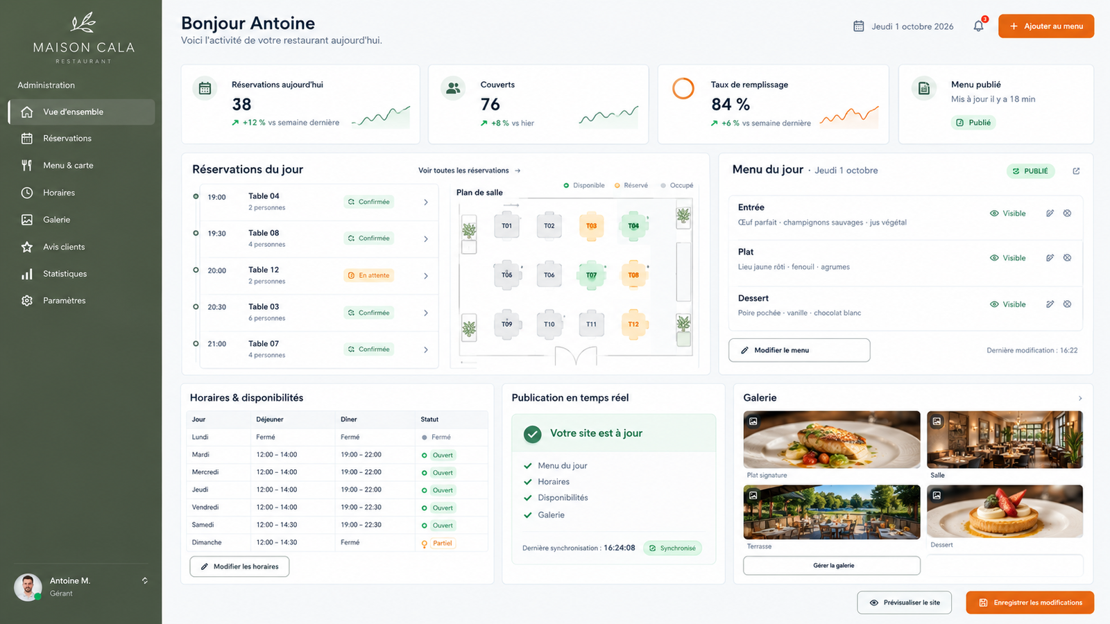 Site vitrine pour restaurant gastronomique — visuel 2