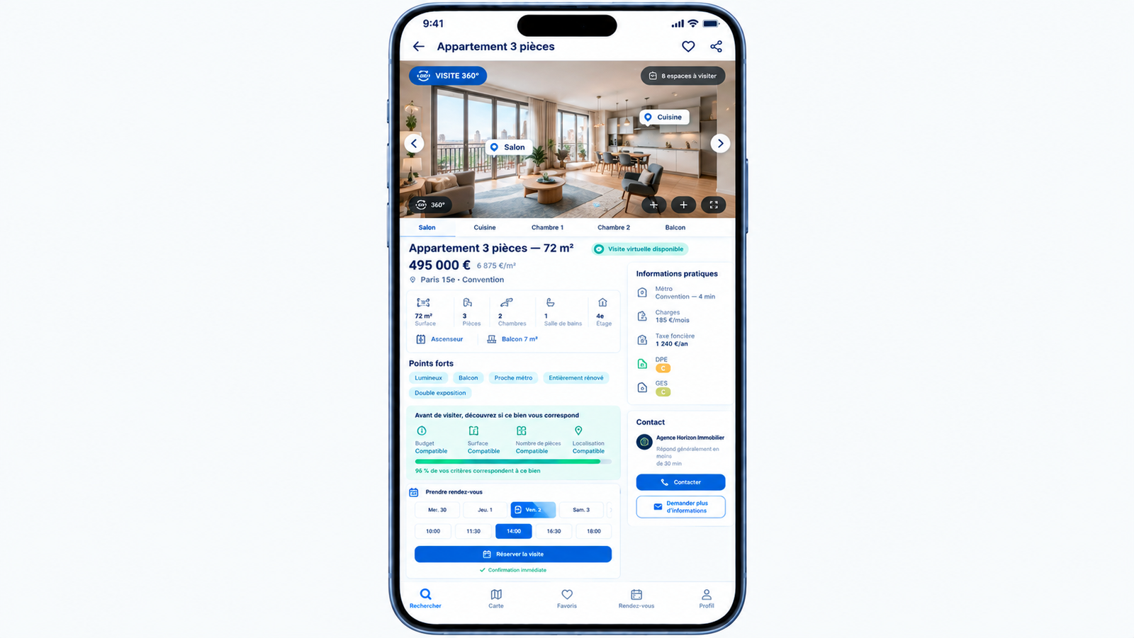 Application immobilière avec visite virtuelle — visuel 2