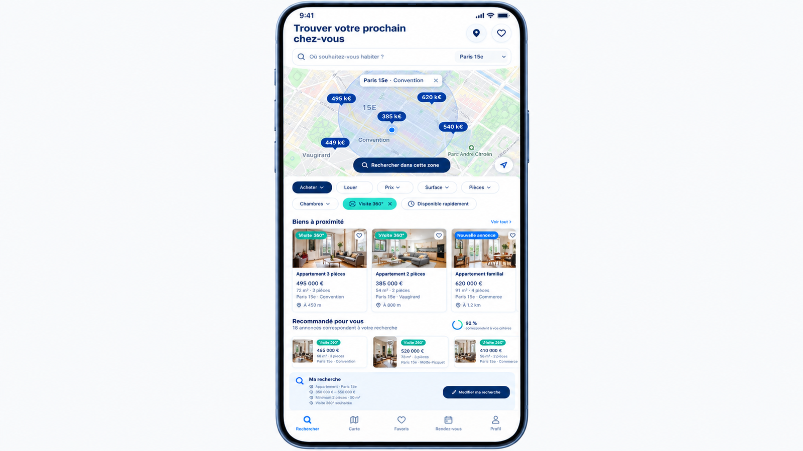 Application immobilière avec visite virtuelle — visuel 1